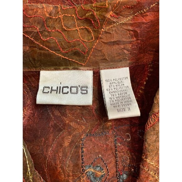 Chicos Sheer Embroidered Button-Up Jacket Size 3 - Picture 6 of 6
